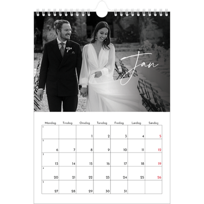 Fotokalender A4 (20 x 30 cm) — Elegant skrift [Januar]