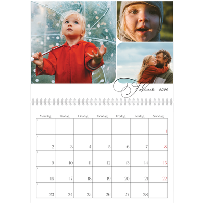Fotokalender A4 dobbel (30 x 40 cm) — Øyeblikksbilder og skrift [Februar]
