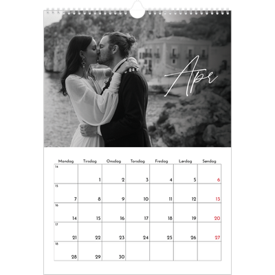 A3 Månedskalender — Elegant skrift [April]