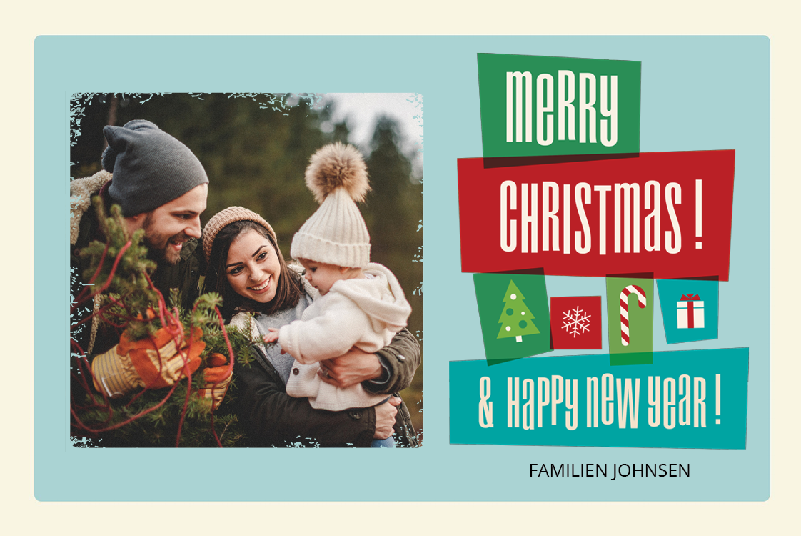 Fotokort — Fargerik jul