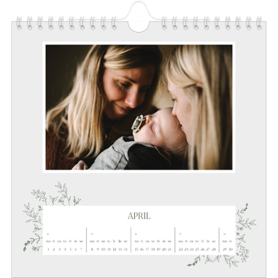 Månedskalender kvadratisk — Håndtegnet blomster [April]