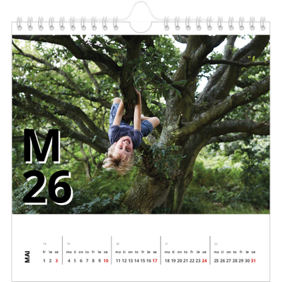 Månedskalender kvadratisk — Bokstav og tall [kalender-forside]