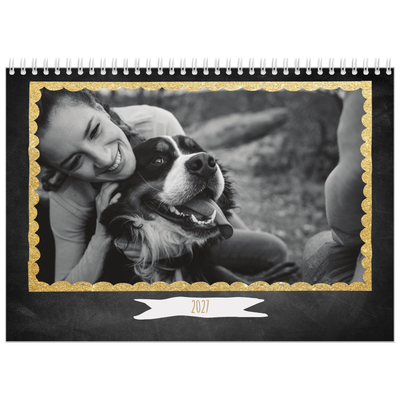 Fotokalender A4 dobbel (30 x 40 cm) — Rammer med glitter [kalender-forside]