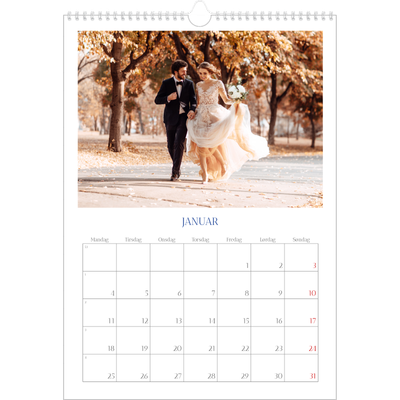 A3 Månedskalender — Klassisk kobolt [Januar]