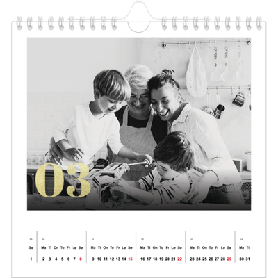 Månedskalender kvadratisk — Glitter tall [Mars]