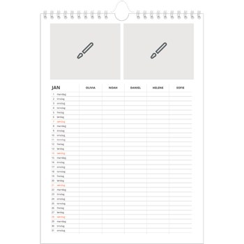 Fotokalender A4 — Design selv - Familie på 5