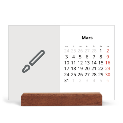 Bordkalender med trestativ - Liggende  — Design selv [Mars]
