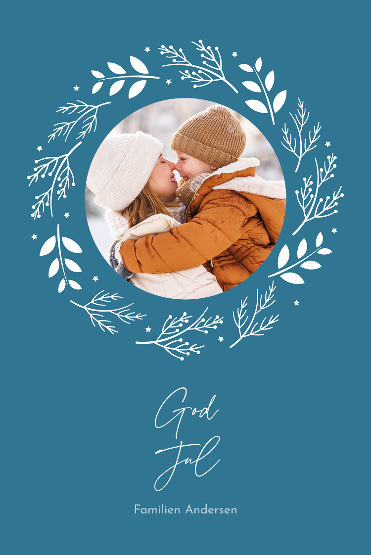 Fotokort — Vinterkrans - blå