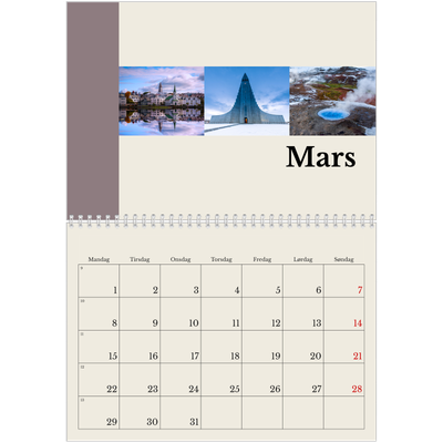 Fotokalender A4 dobbel (30 x 40 cm) — Verdens severdigheter [Mars]
