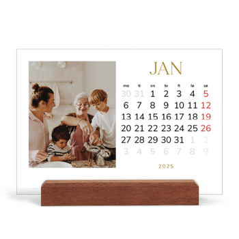 Bordkalender med trestativ - Liggende — Gull stor skrift
