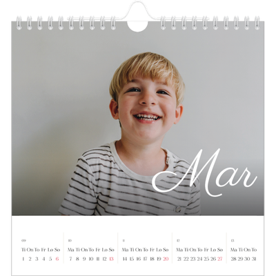 Månedskalender kvadratisk — Håndskrevne måneder [Mars]