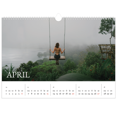 Fotokalender A3 — Enkel serif-font [April]