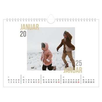 Fotokalender A4 — Dublett tekst