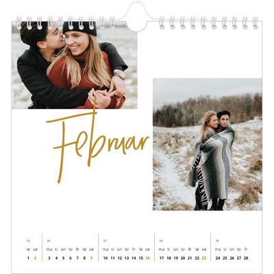Månedskalender kvadratisk — Gullstift [Februar]