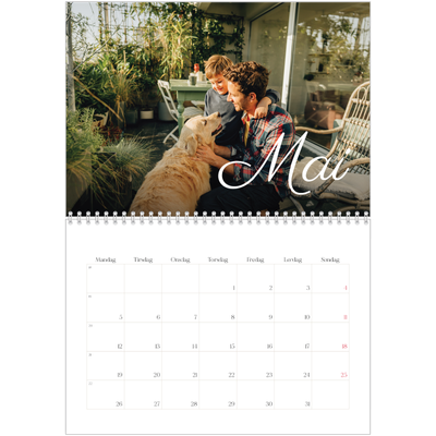 Fotokalender A4 dobbel (30 x 40 cm) — Håndskrevne måneder [kalender-forside]