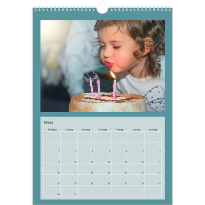 A3 Månedskalender — Stilrene farger [Mars]