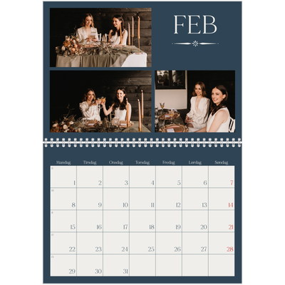 Fotokalender A4 dobbel (30 x 40 cm) — Skifer & seriffer [Februar]
