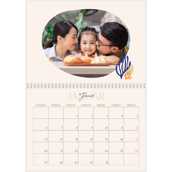 Fotokalender A4 dobbel — Minimalistisk korall